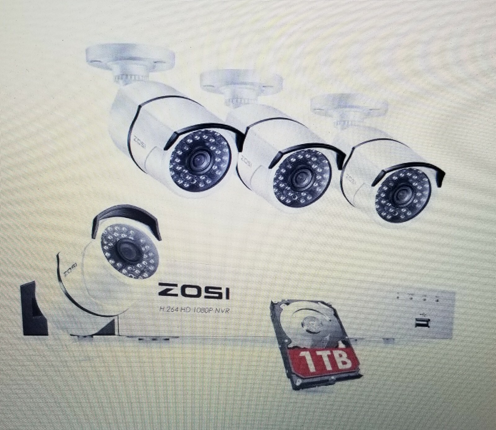 ZOSI 1080p 8-Channel 1TB DVR 4 Wired Security Camera System 8RN-261W4-10-US *