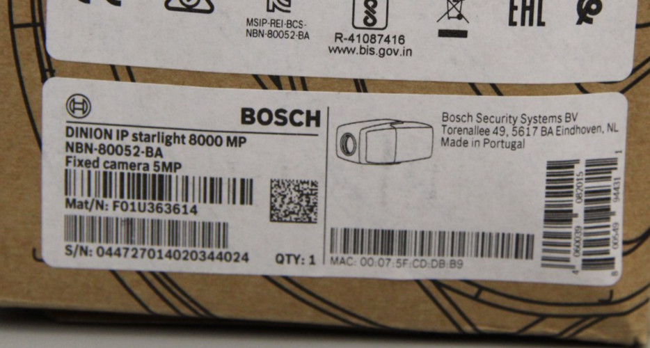 New Bosch NBN-80052-BA DINION IP Starlight 8000 MP Camera Only No Lens No Power