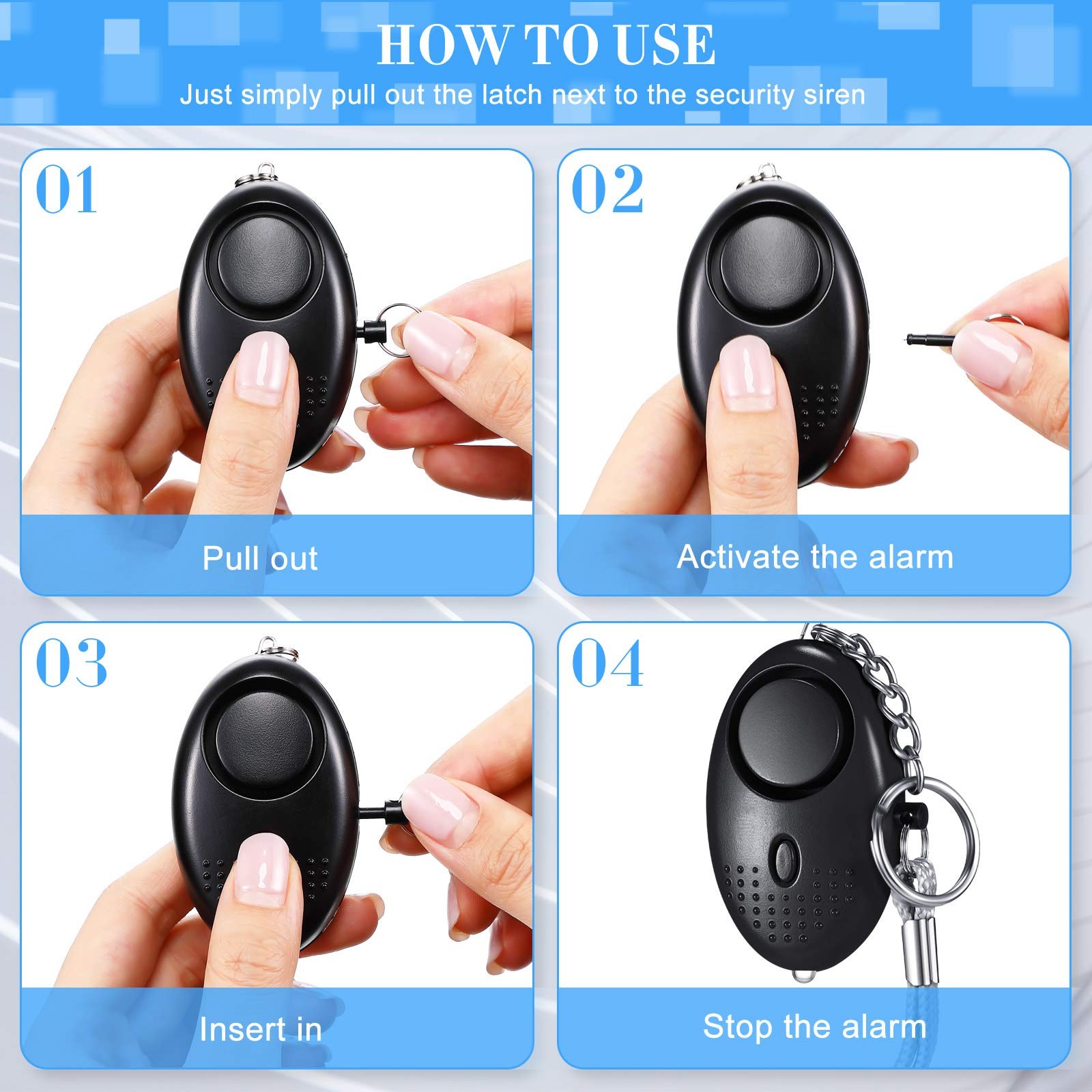 12-Piece Personal Alarm Set, Emergency LED Light Keychain Alarms in 6 Colors …