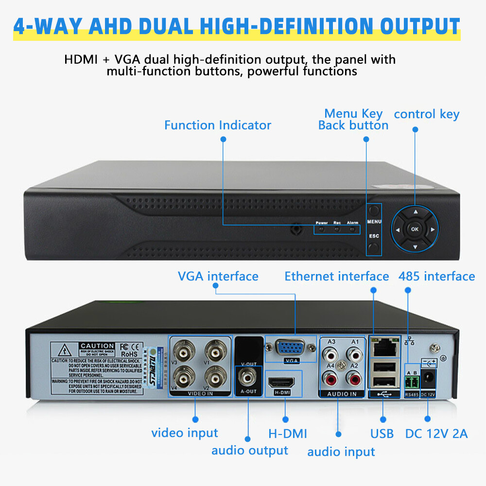 4K HD Security Camera System Kit Outdoor Video Audio Home CCTV 5MP 8CH DVR IP66