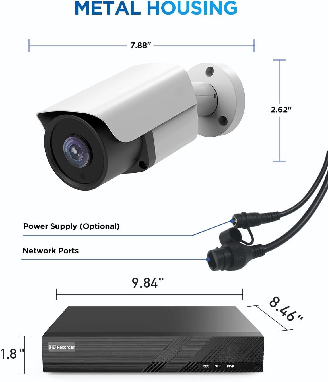4K POE NVR Camera System 4 8MP Cameras Outdoor Security, human/car detection