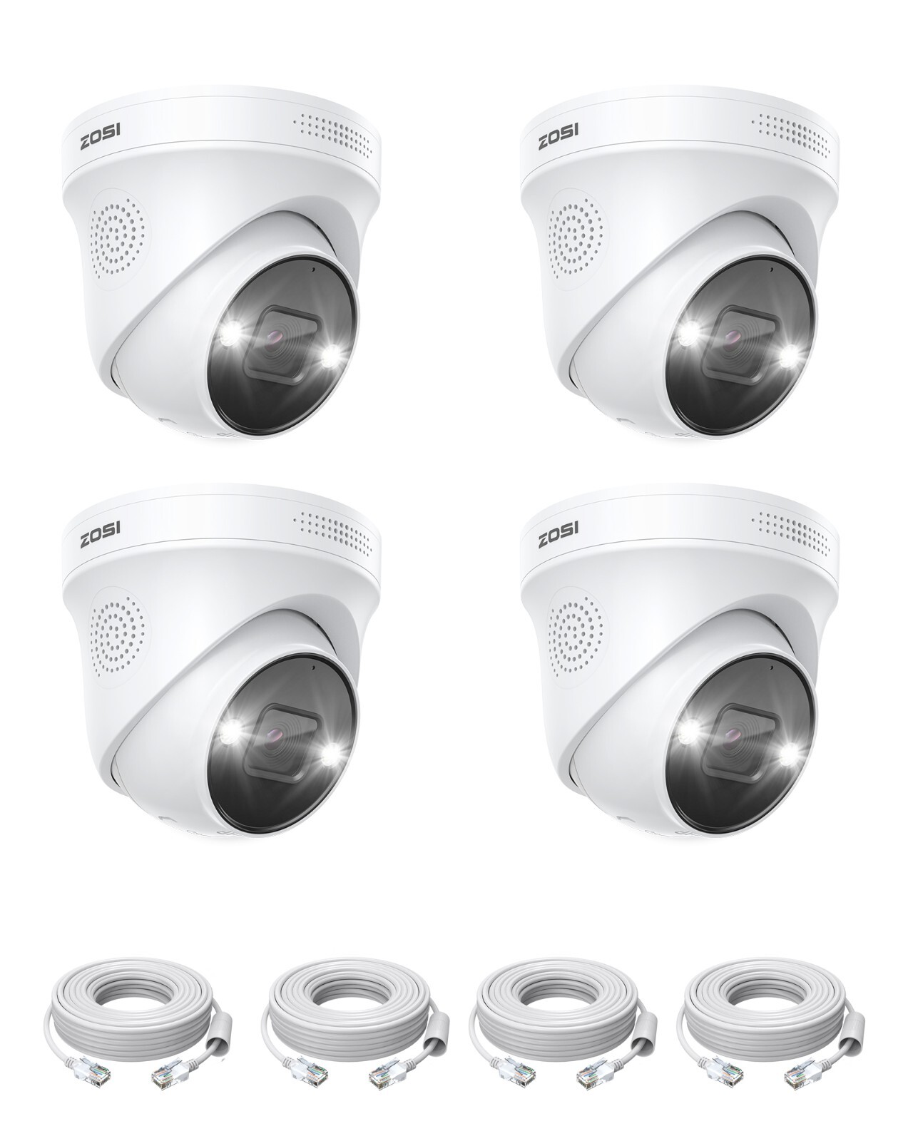 ZOSI 4PK AI 5MP/4K PoE Security CCTV IP Camera 2 Way Audio Human Vehicle Detect