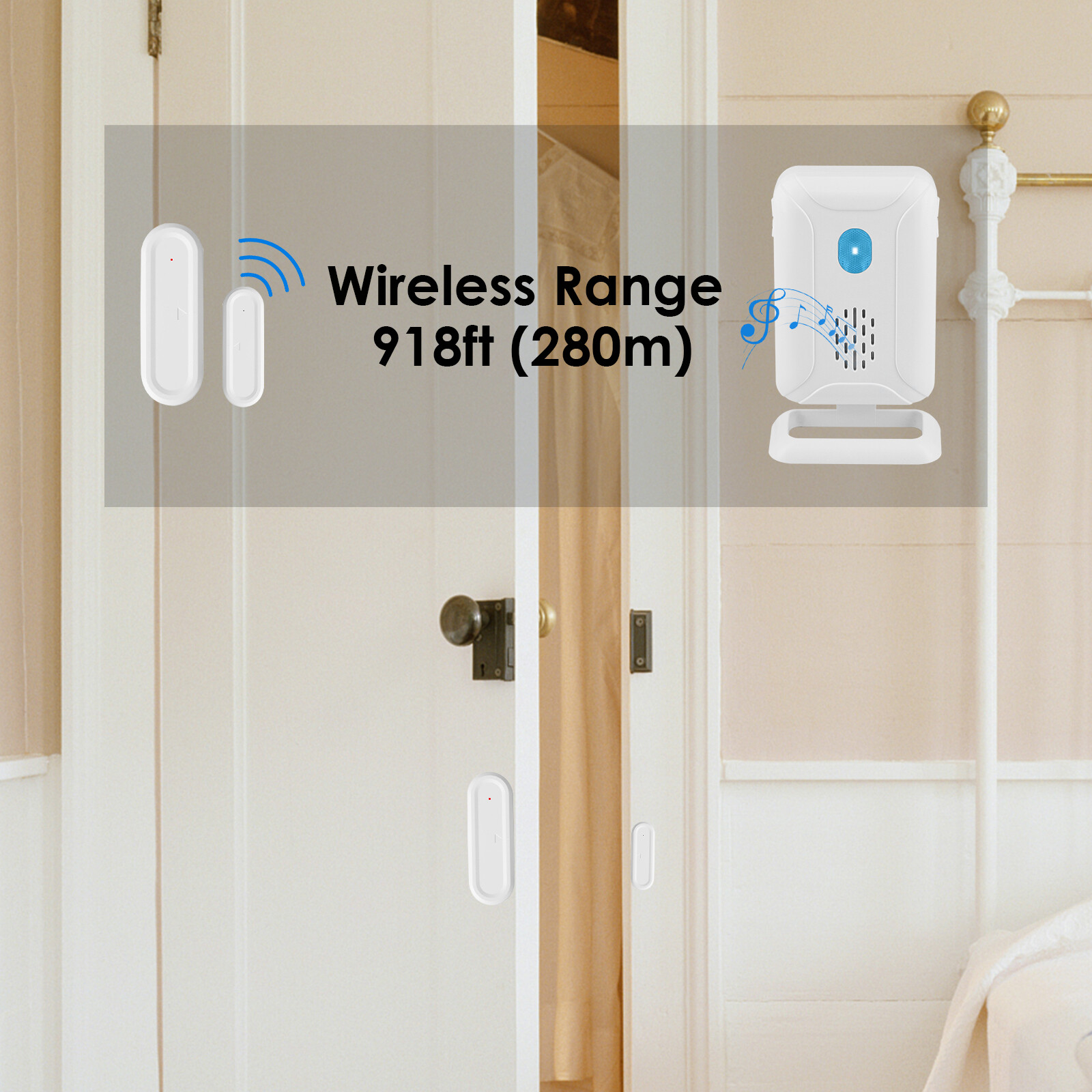 2PK Magnetic Sensors Detector Alarm Door Window Chime Alert for Home Store Shop