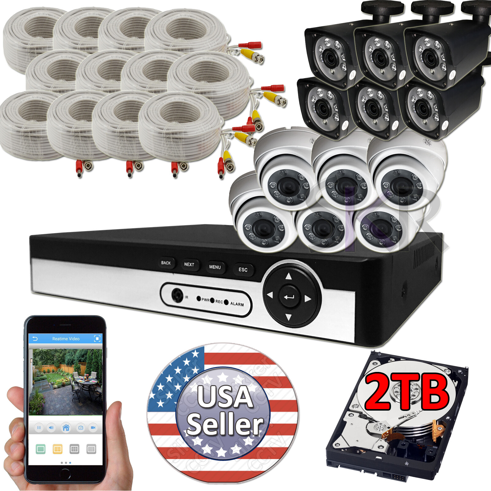 Sikker 16 Channel DVR 12 pcs 5MP 5 Megapixel HD Camera Security System Package