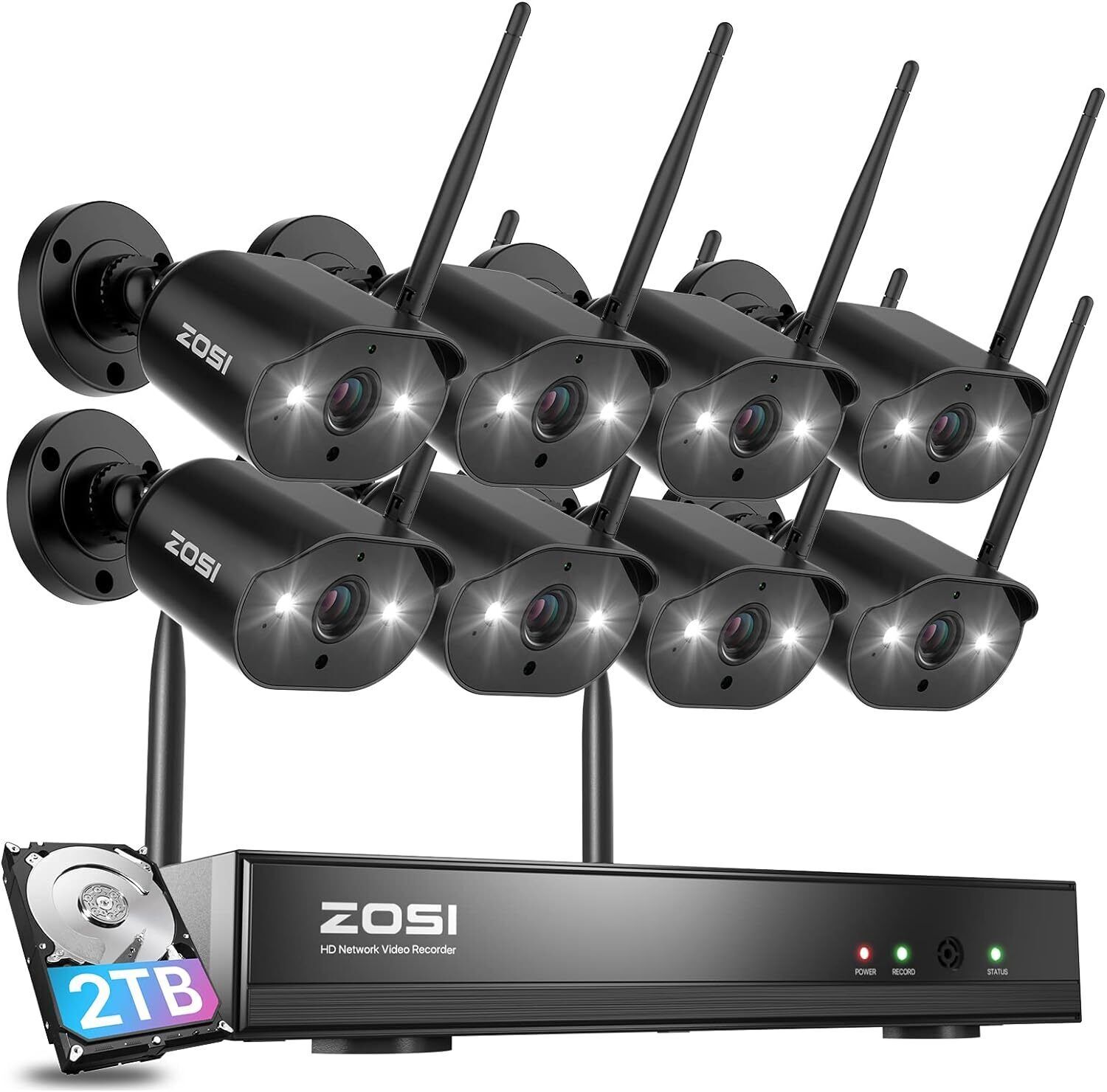 ZOSI 3MP Wireless IP Security Camera System AI Human Detection Waterproof Audio