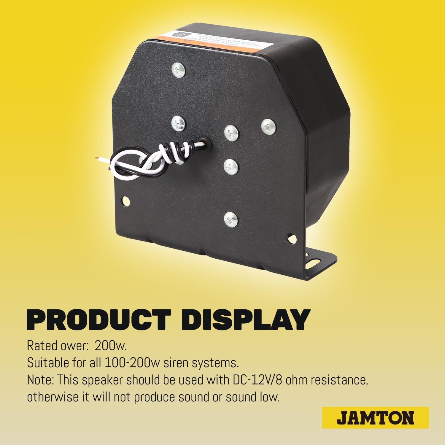 JAMTOM Compact High-Performance PA Siren Horn, 200W/8 ohms Ultra Slim Sirens …