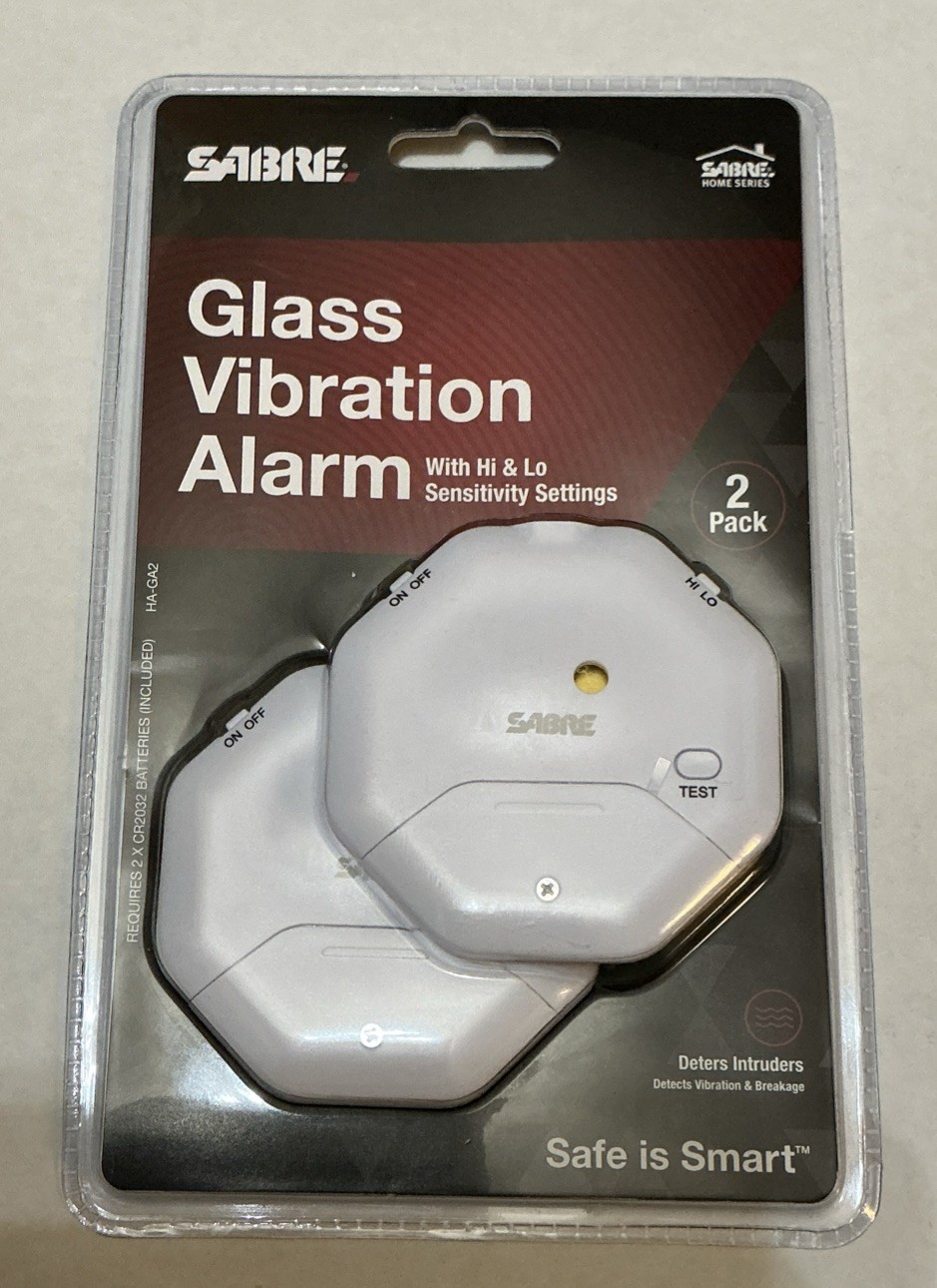 SABRE HS-GA2 Wireless Window Glass Break Vibration Detector Alarm 2 Pack