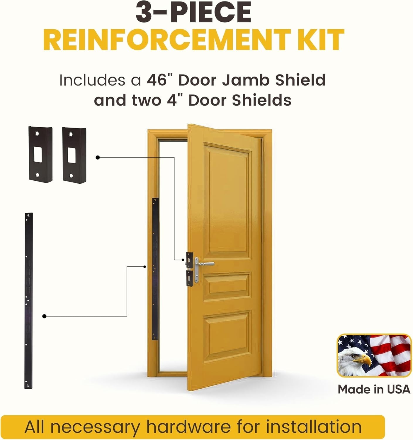 Door Armor Mini – 3-Piece Door Security Kit, , Door Kick-in Prevention Guaran…