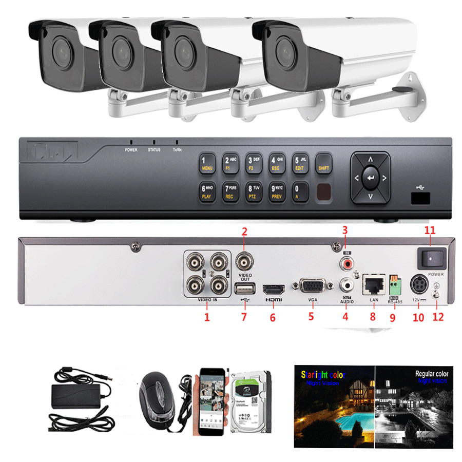 4CH 6MP All-in-One H.265 DVR Full HD starlight fit Lens Security Camera System
