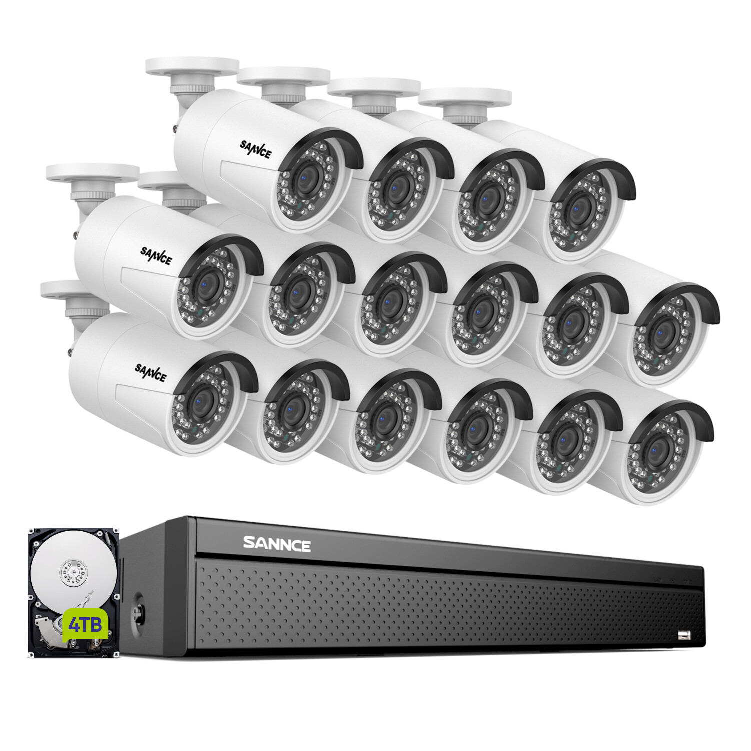 SANNCE 4K 8CH 16 NVR 5MP Home POE AI Security IP Camera System Two Way Audio