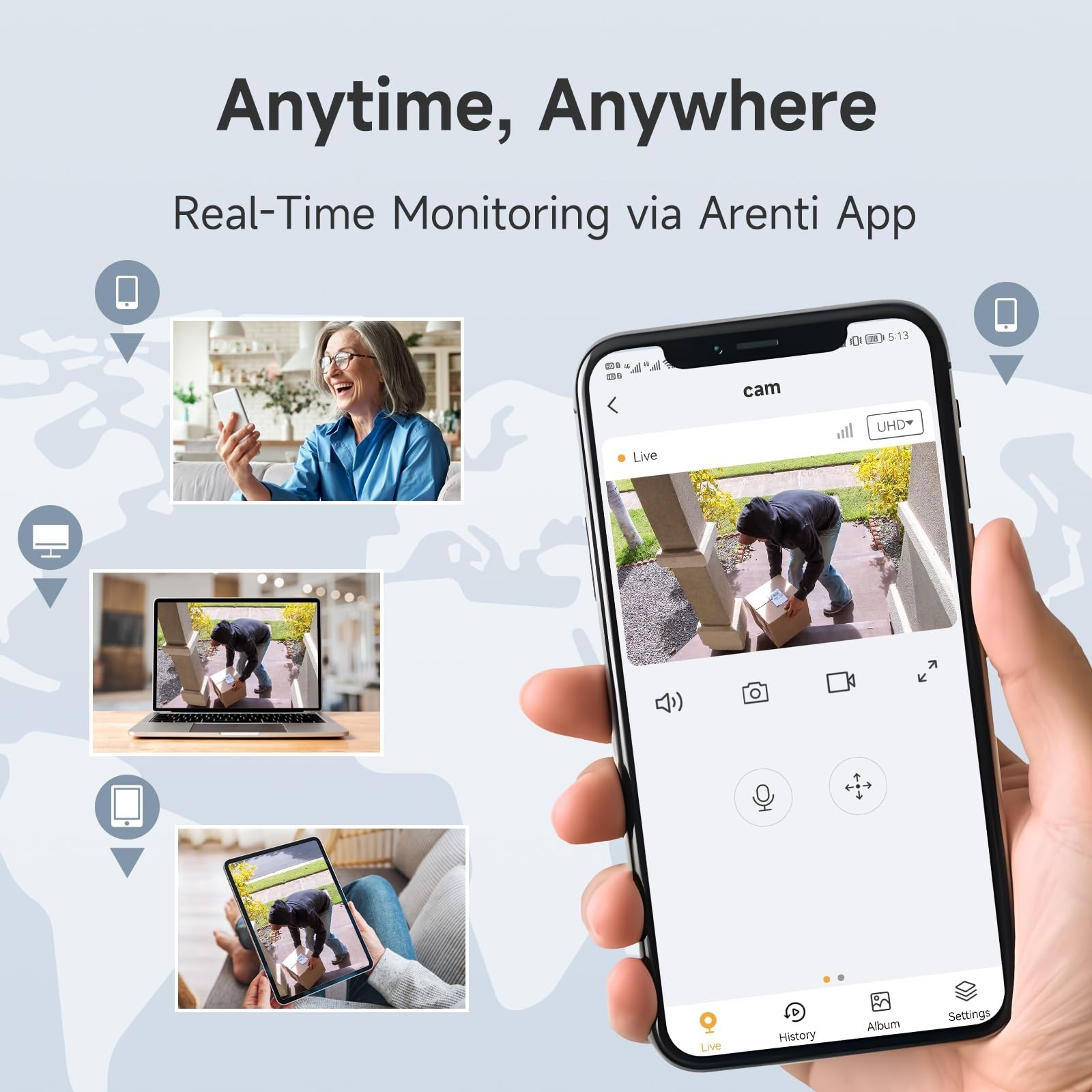 ARENTI PoE Security Camera System, 5MP Cameras Outdoor with H.265 8CH NVR, Audio