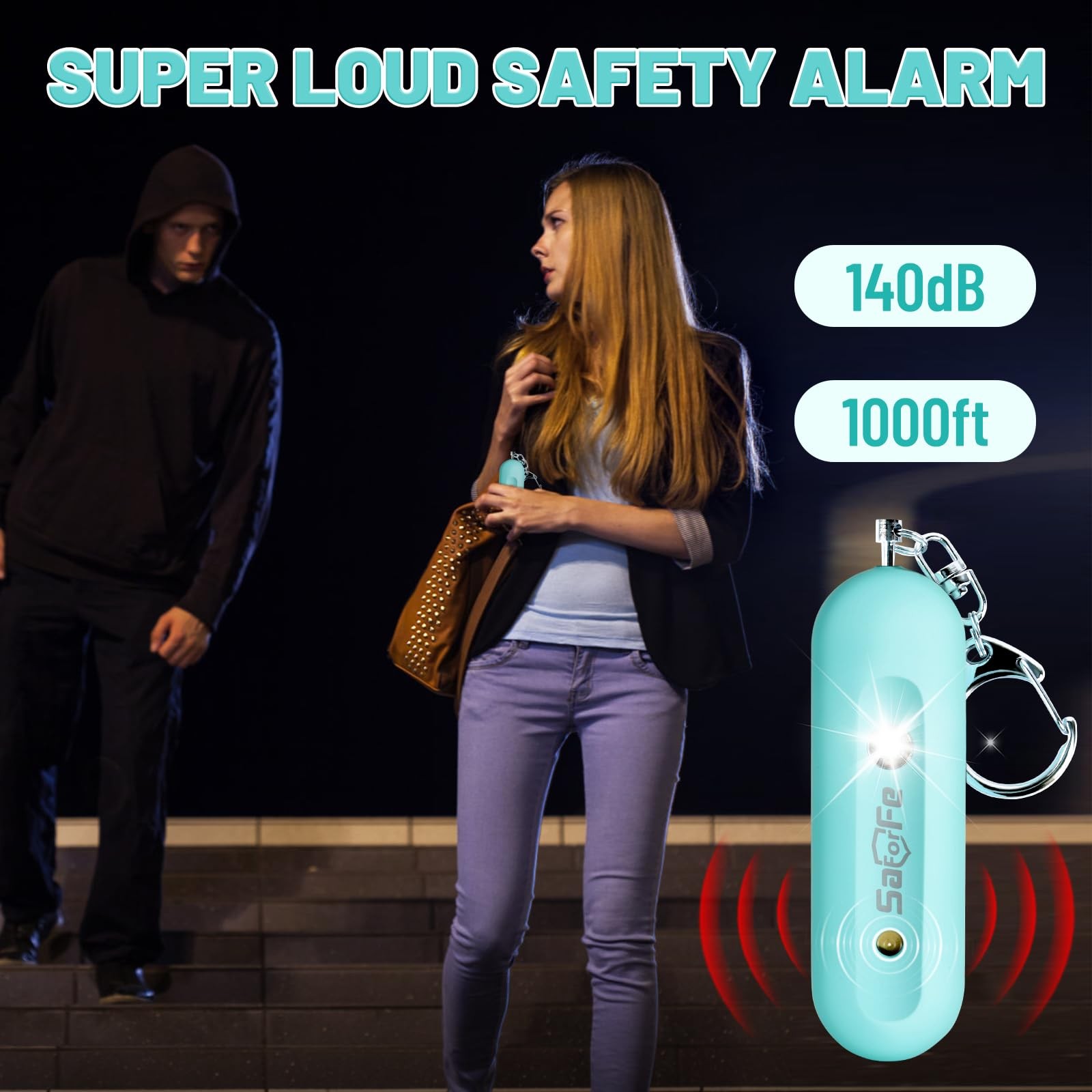 Personal Safety Alarm – Waterproof Rechargeable Security Alarm – 140dB Extra …