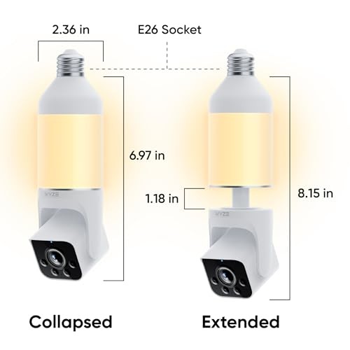 WYZE Bulb Cam Security Camera, 2K HD Outdoor 2.36*2.36*8.27 inches, White