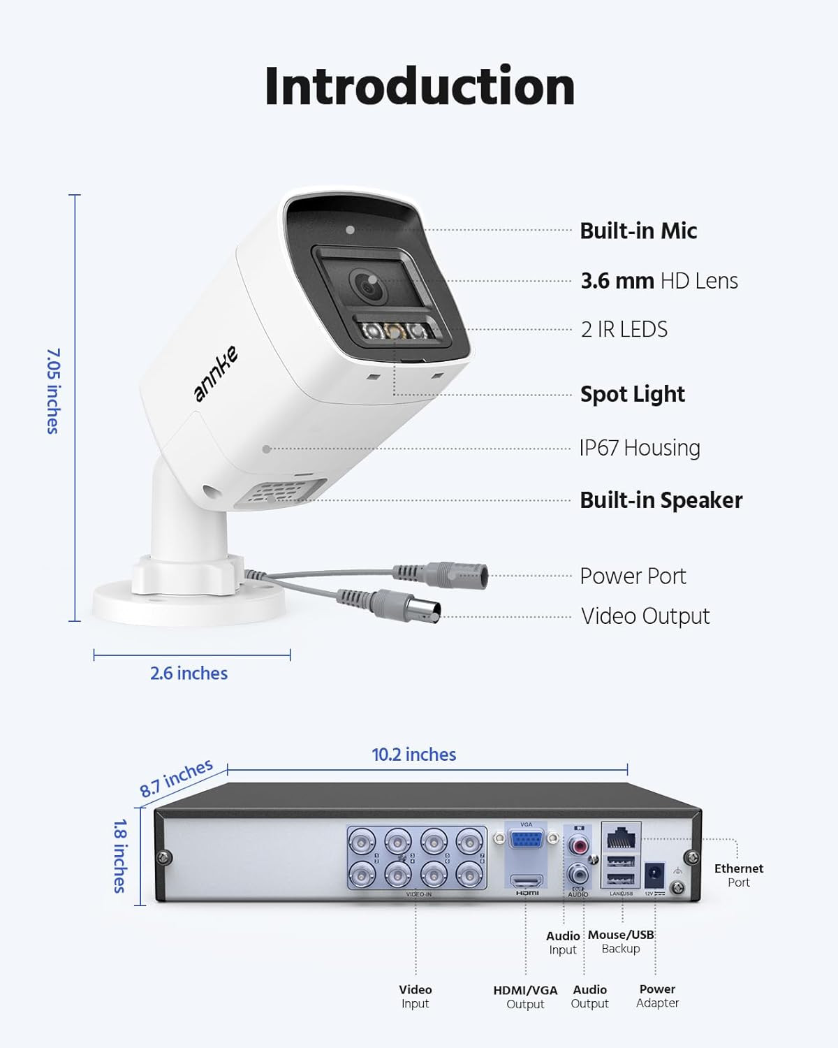 2MP 8CH Security Camera System with 2TB HDD & Smart Night Vision