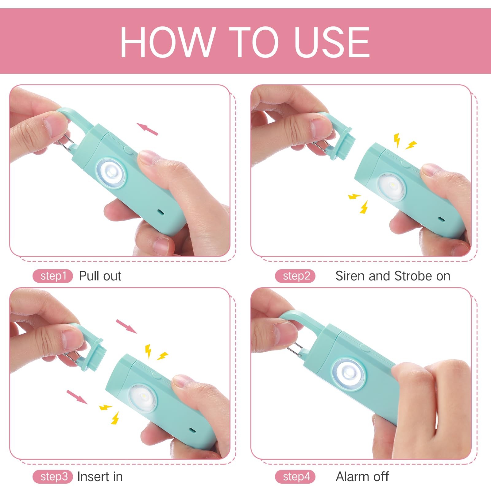 6 Pcs Rechargeable Personal Safety Alarm for Women, 130db Personal Alarm Prot…