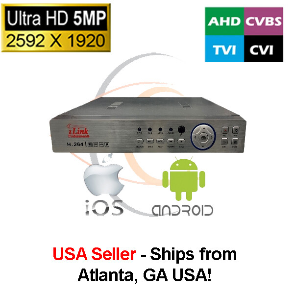 5MP Standalone 8 Port HD Security DVR/NVR 6-in-1 (XVI+AHD+TVI+CVI+CVBS/2000 Coax