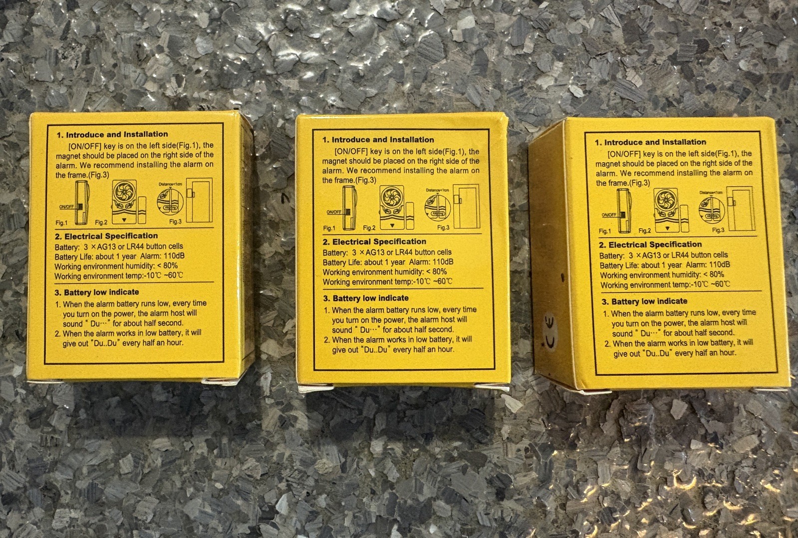 Door or Window Alarm, 110 db 4 in 1, model SF-19 set of 3
