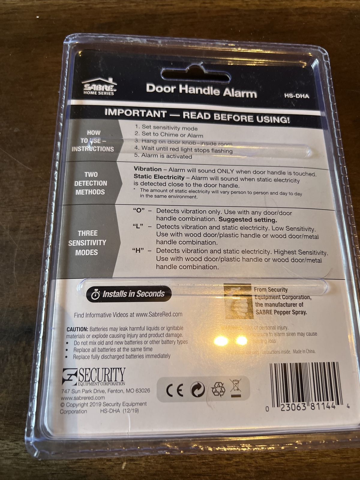 Sabre Door Handle Security Alarm With 2 Detection / 3 Operating Modes – HS-DHA