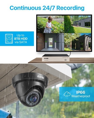 ZOSI 8CH 1080P Outdoor Security Camera System 5MP Lite Surveillance CCTV DVR Kit