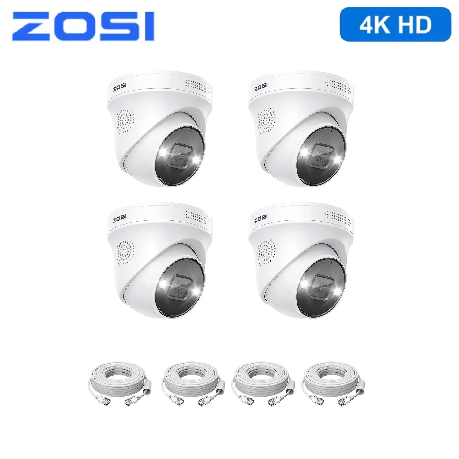 ZOSI 8CH 4K NVR 8MP PoE Security Camera System Wi-Fi Two-Way Audio Night Vision