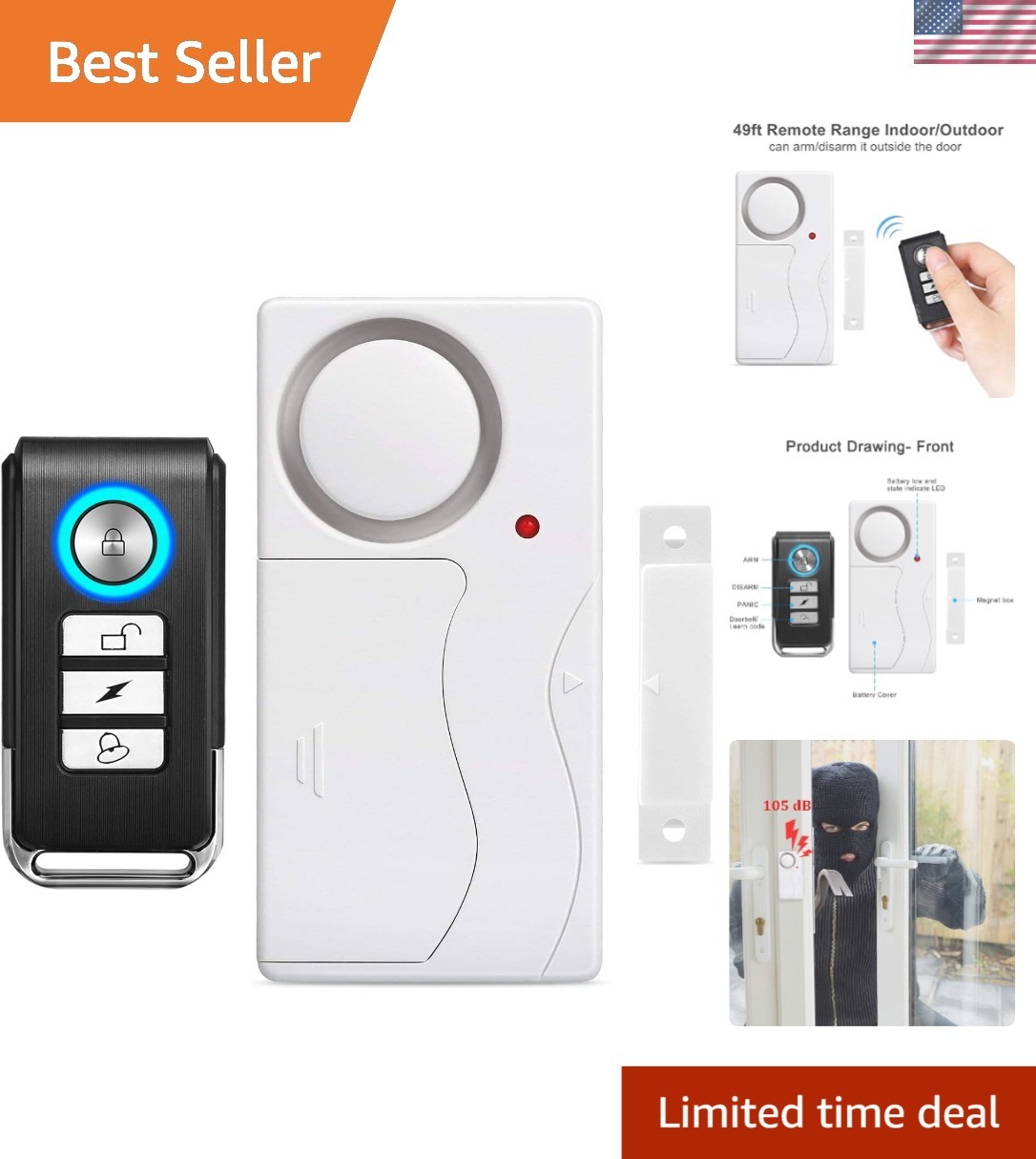 Compact Wireless Security Alarm with Remote – Protect Your Home Effortlessly