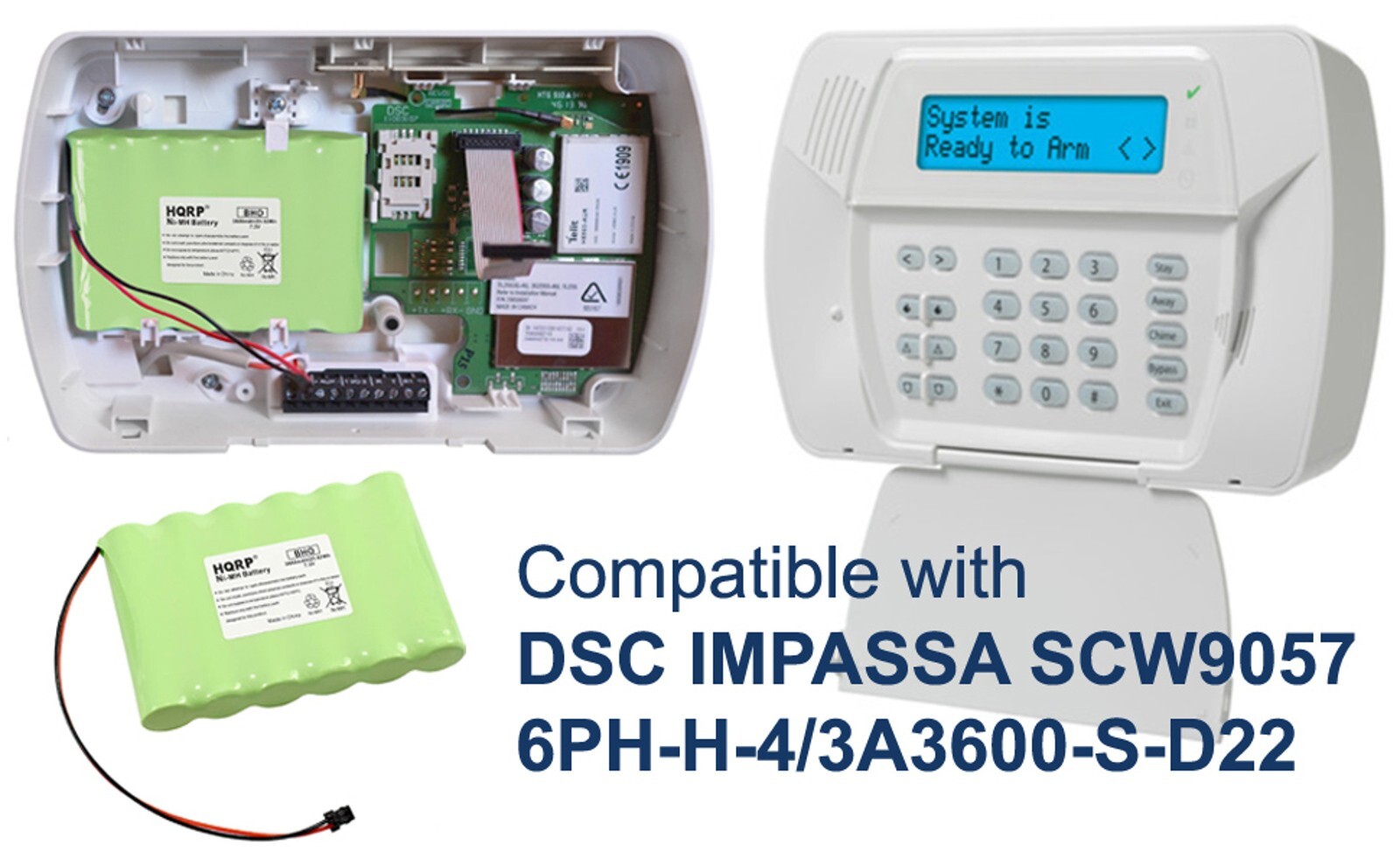 7.2V Battery for DSC IMPASSA SCW9057 System Alarm Panel, 6PH-H-4/3A3600-S-D22