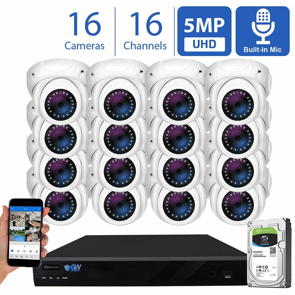 16 Channel 8MP 4K NVR 16 X 5MP 1920P PoE IP Cam Dome Security Camera System 4TB