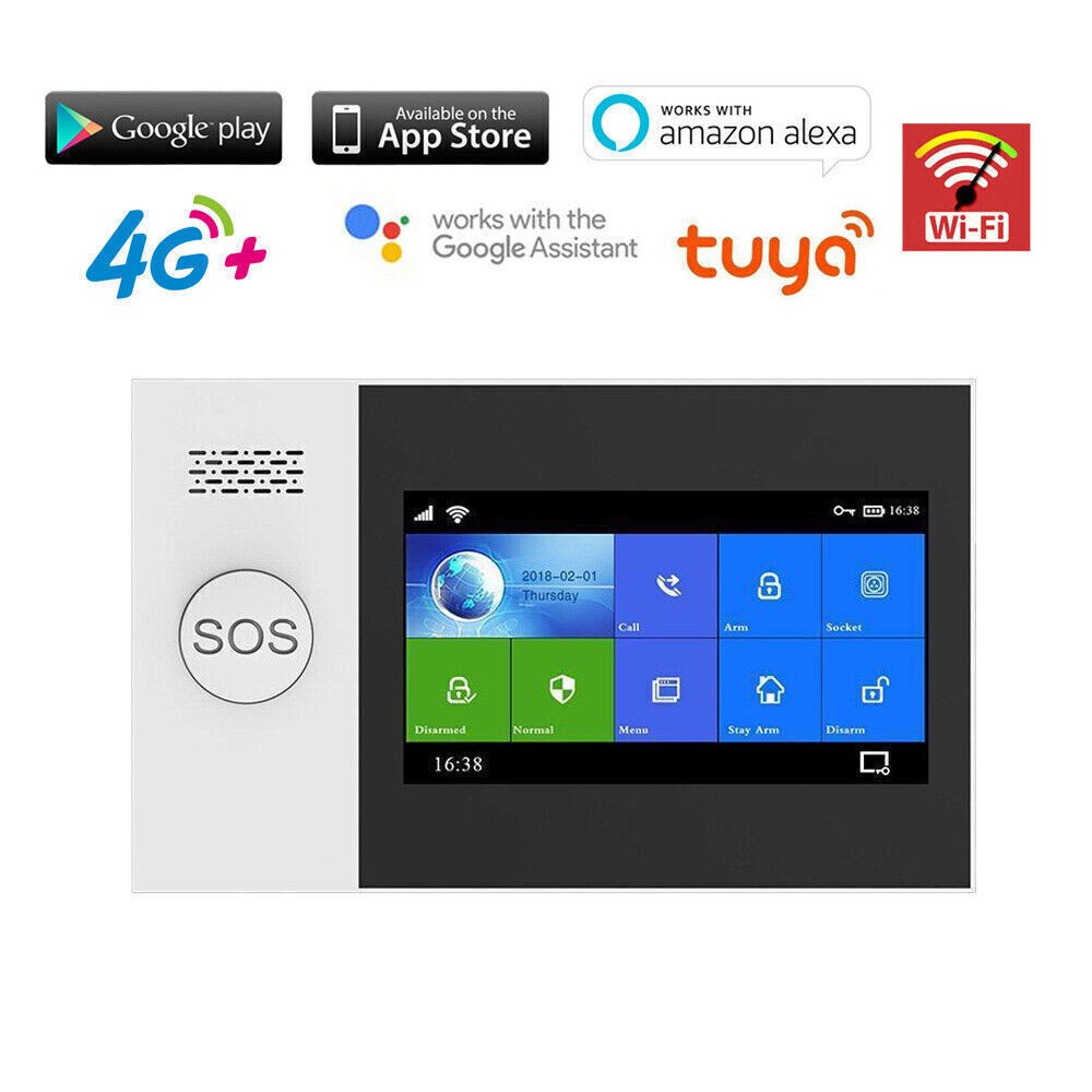 TUYA WiFi+4G 3G GSM Smart Home Security Alarm System w/Touch Keypad PIR DOOR