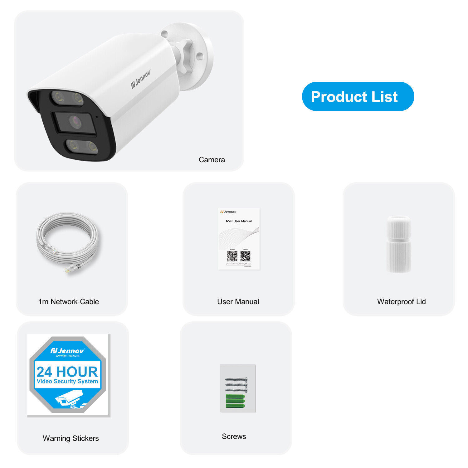 JENNOV 4K 8MP PoE Outdoor Wired Security IP Camera Audio Recording for ONVIF NVR