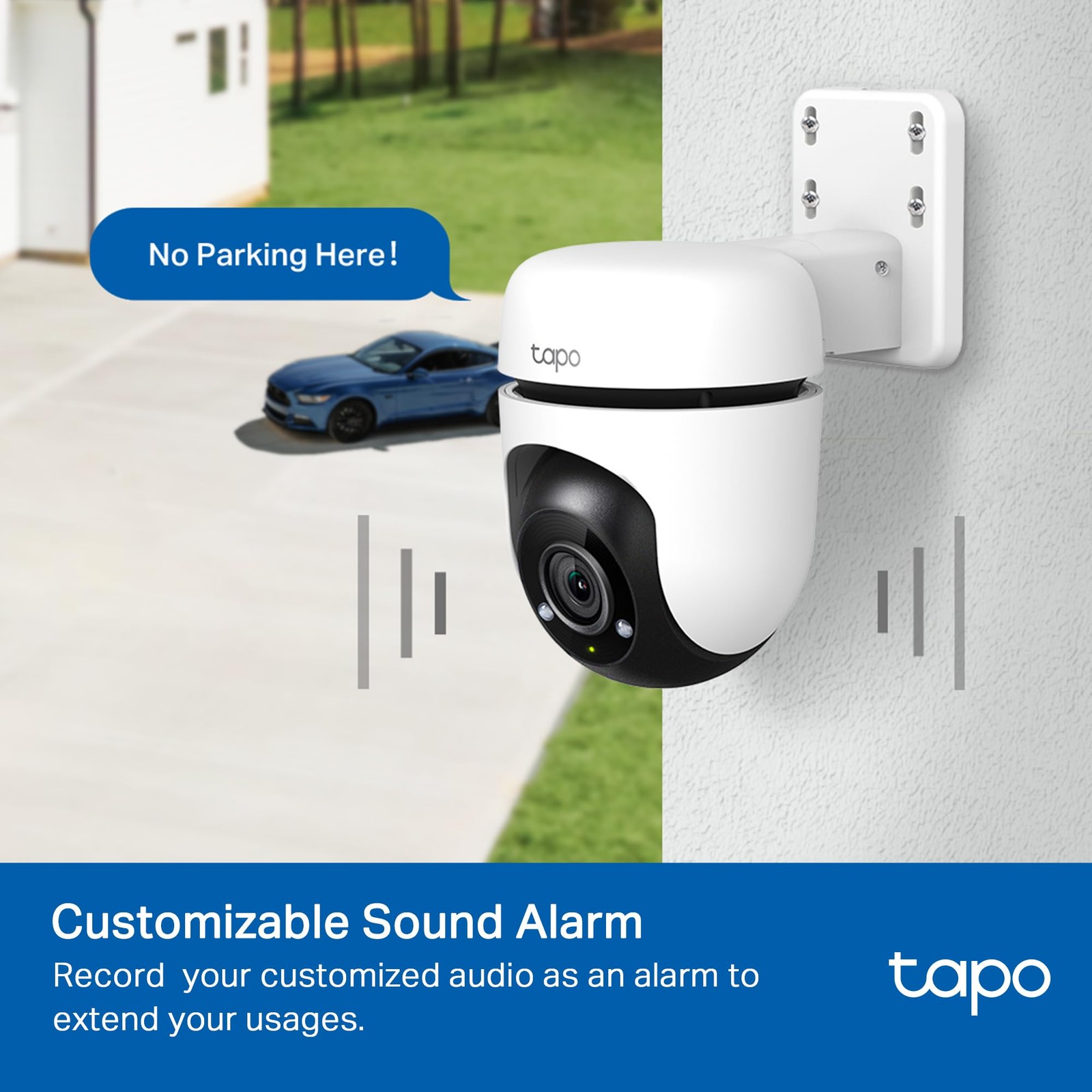 Tapo 1080P Outdoor Wired Pan/Tilt Security Wi-Fi Camera, 360° View, White