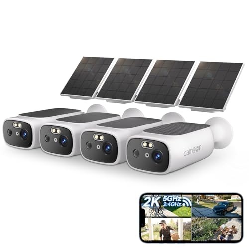 2K Solar Security Cameras Wireless Outdoor-2.4/5Ghz 4 camera(dual solar panels