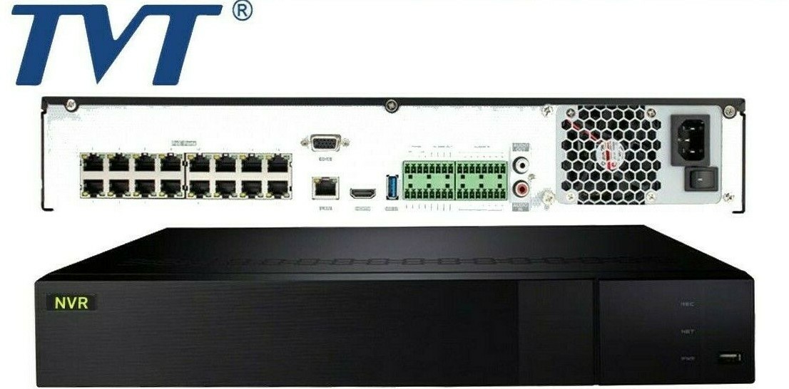 TVT 16CH Security System 4MP NVR KIT 16CH POE H265+ HARD DISK INCLUDED