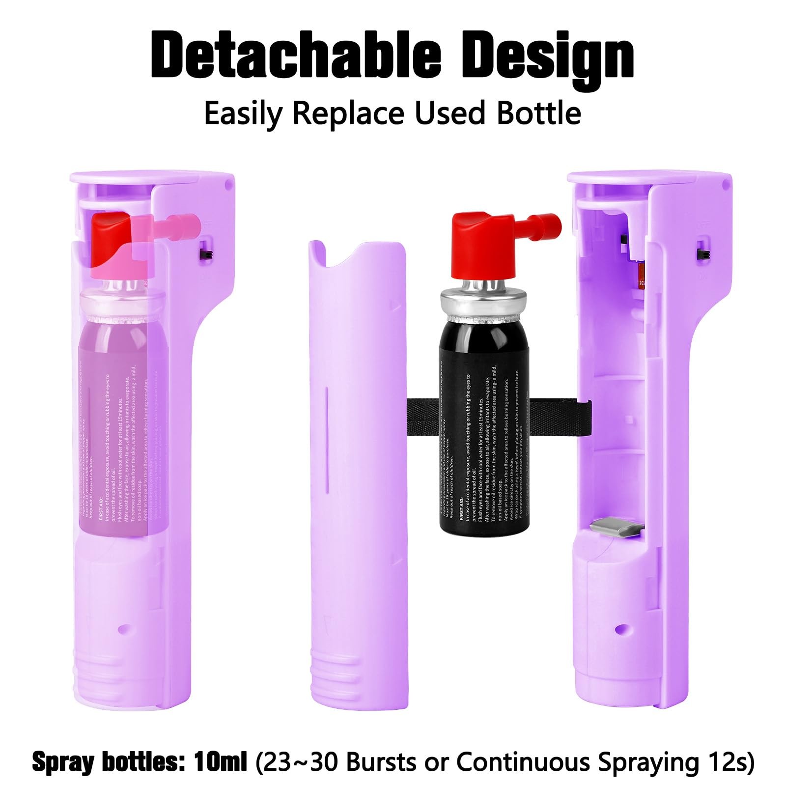 3-in-1 Pepper Spray Personal Alarm, 12ft Quick Release Gel UV Dye, 140dB Sire…