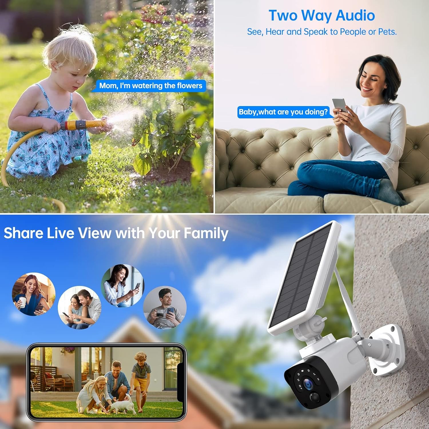 4PCS Solar Battery Camera 4MP 2K Outdoor WiFi Security Camera System Smart Home