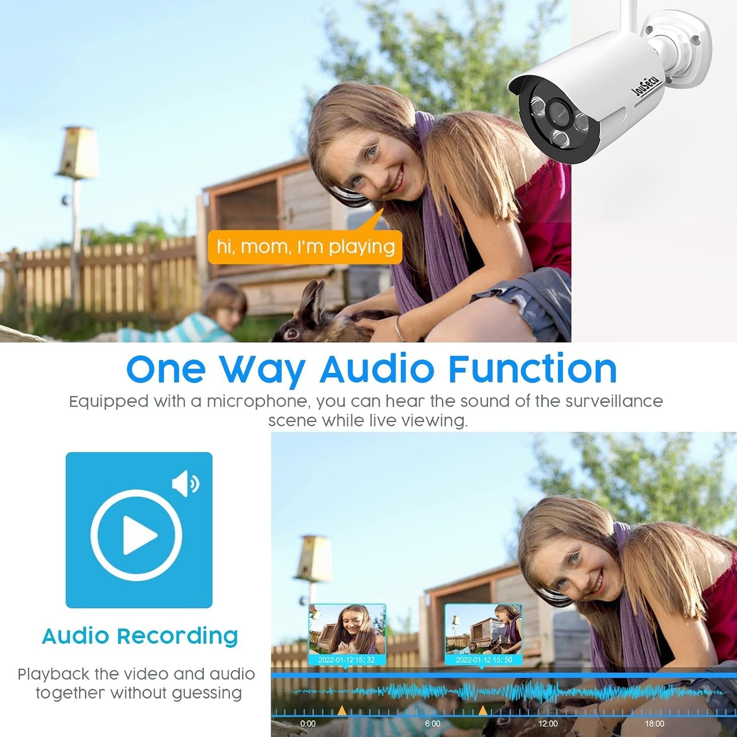 JouSecu 8CH Home Security Camera System Outdoor Indoor 5MP HD NVR