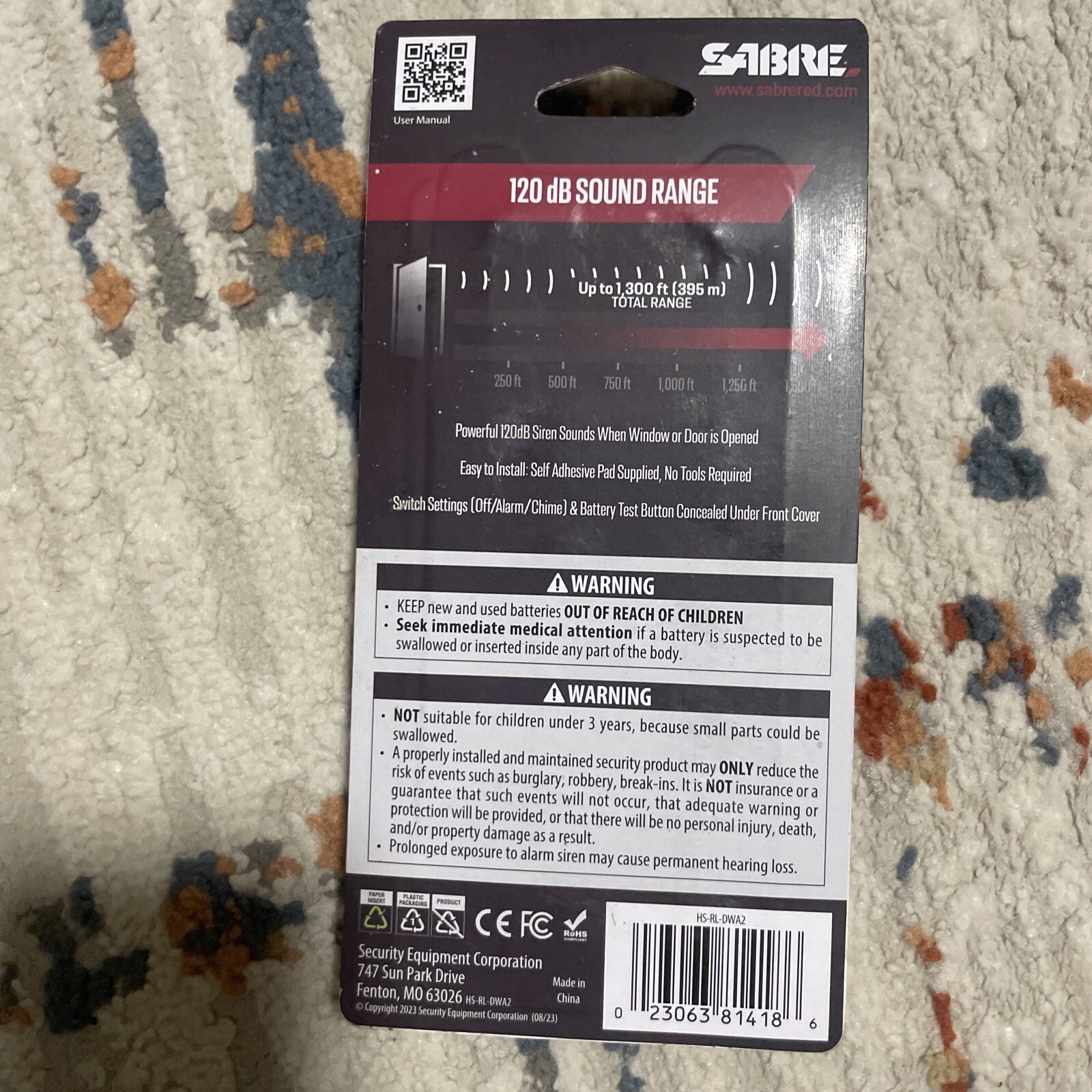 Sabre Home Series Door Or Window Alarm HS-DWA2 – (2 Pack)