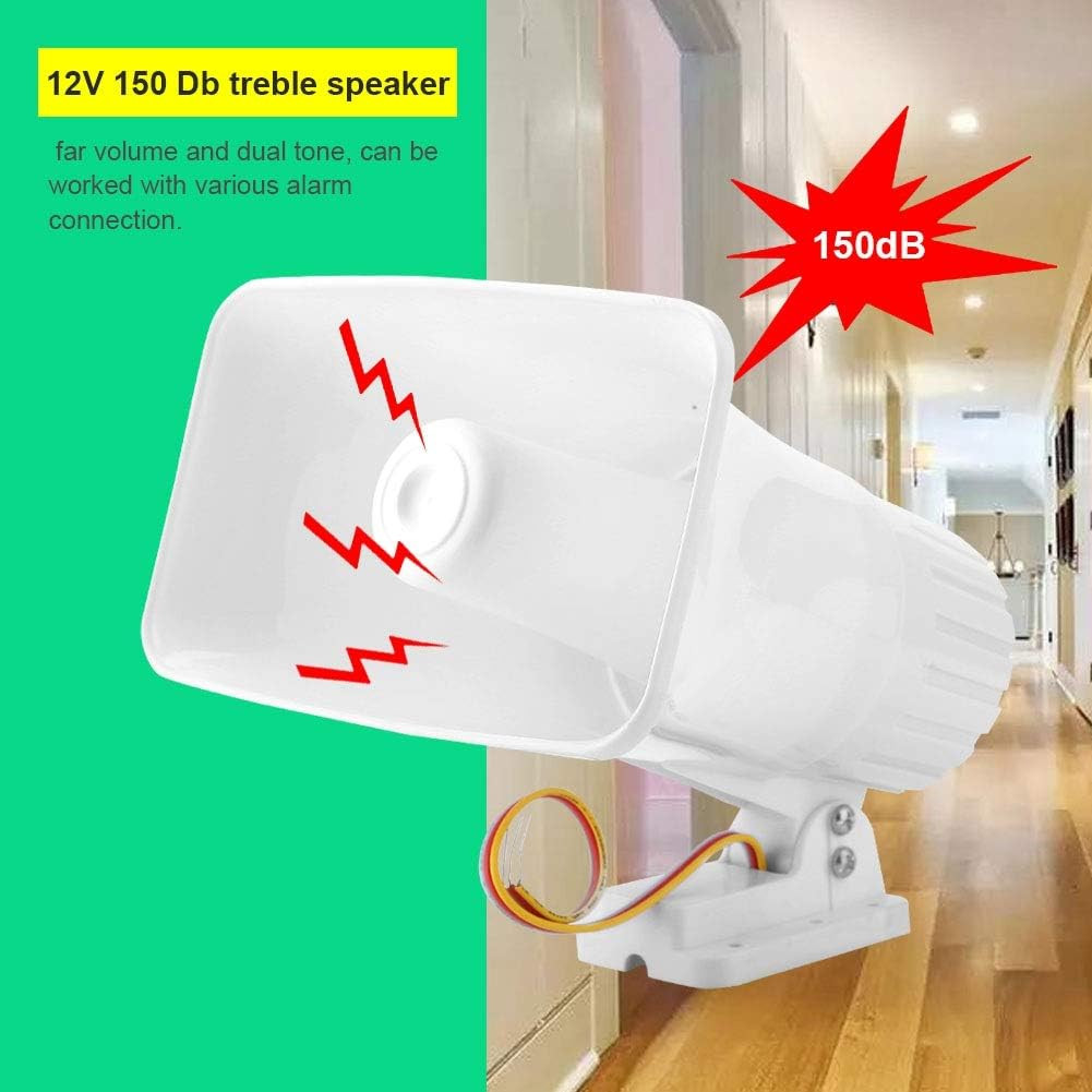 Wired Alarm Siren Horn, 150 Db DC 12V Dual Tone Wired Horn Siren Burglar anti Th