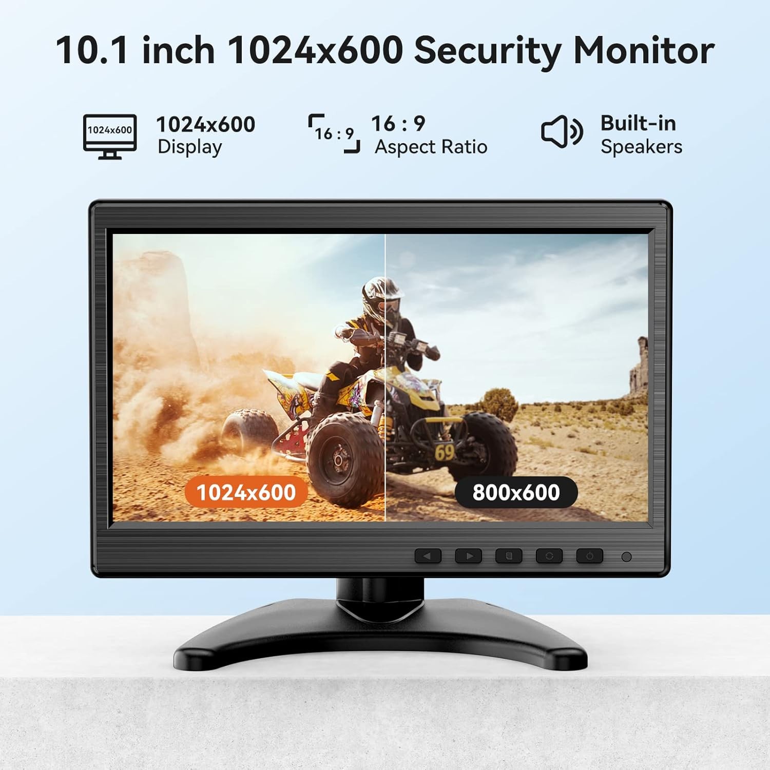 10.1 inch Security Monitor, 1024×600 LCD Small Video monitor