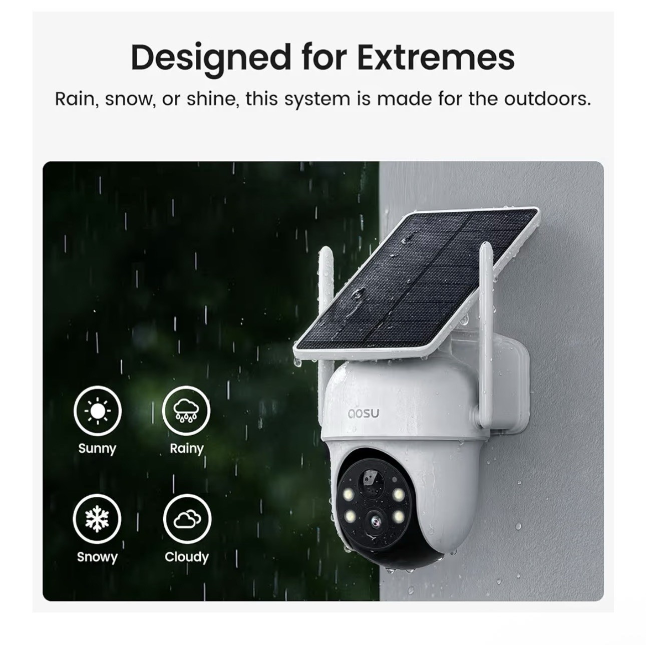 aosu Security Cameras Outdoor Wireless, 2 Cam-Kit, Solar-Powered 2KNight Vision,