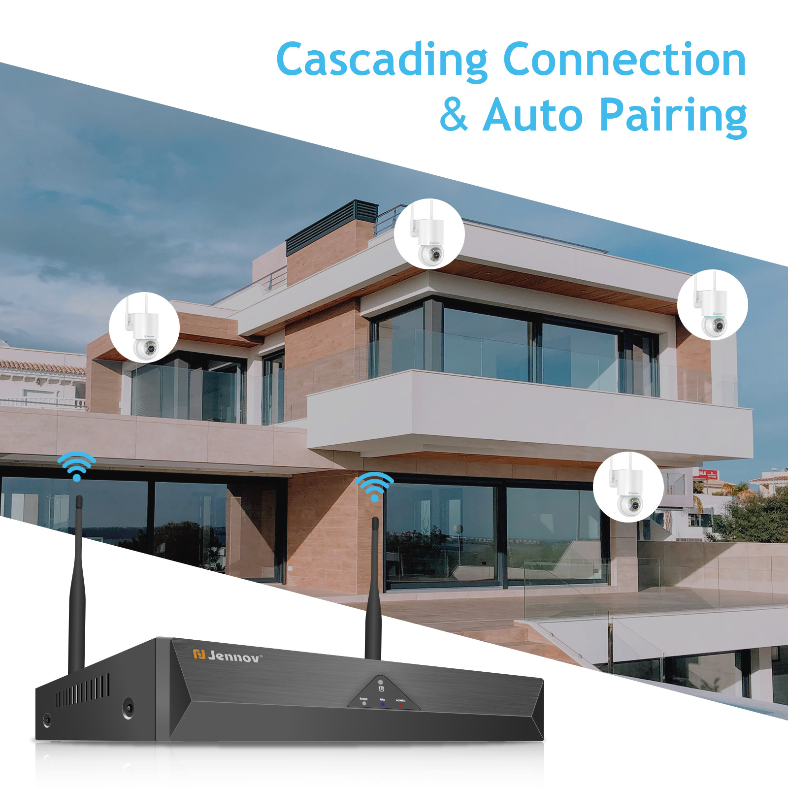JENNOV 10CH NVR 5MP Wifi CCTV Security Camera System Outdoor Home Kit Remote APP