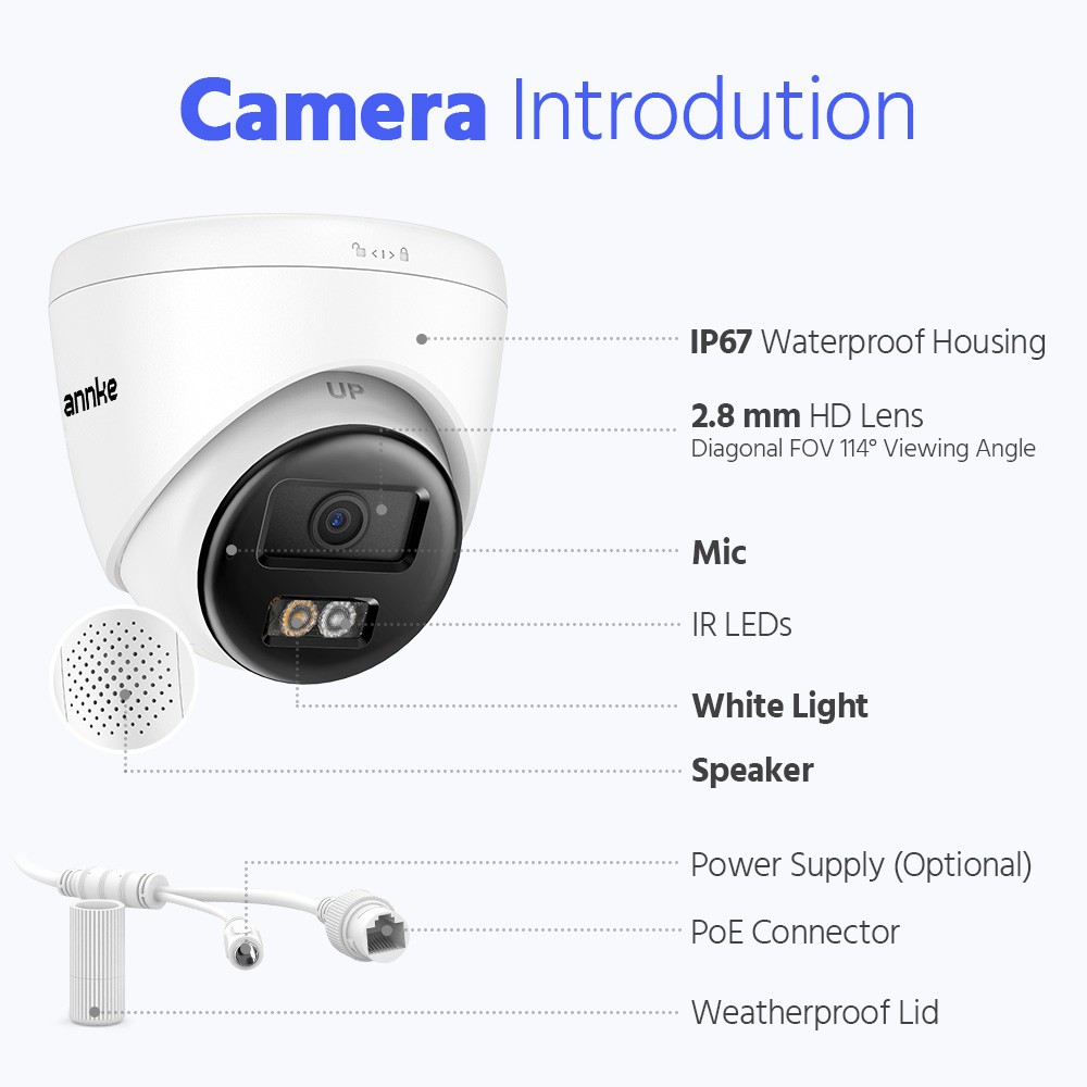 ANNKE 8CH 6MP NVR 3K/5MP Two Way Audio PoE Security IP Camera System Color Night