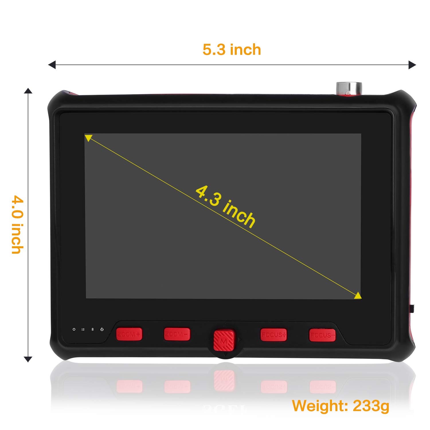 Wrist CCTV Tester, Portable Camera CVBS Analog Tester4.3 TFT Color LCD black