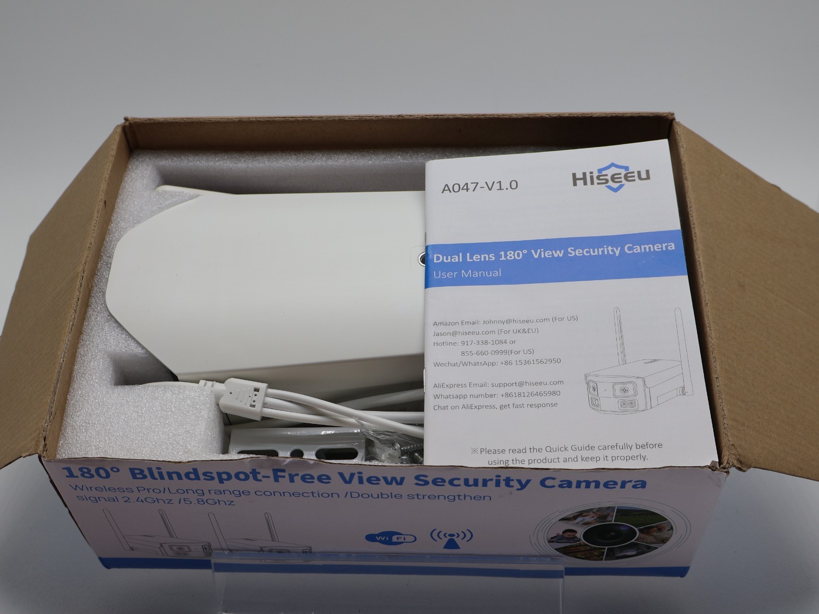 Hiseeu 180 Degree Ultra Wide Angle Dual Lens WiFi Pro Wireless Security Camera