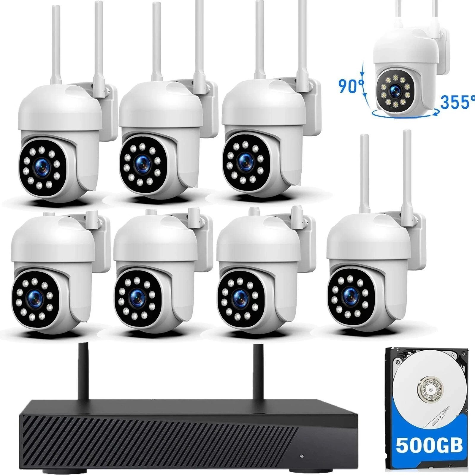 16CH 4K NVR Wireless Security Camera System CCTV PTZ WiFi Cameras Audio for Home