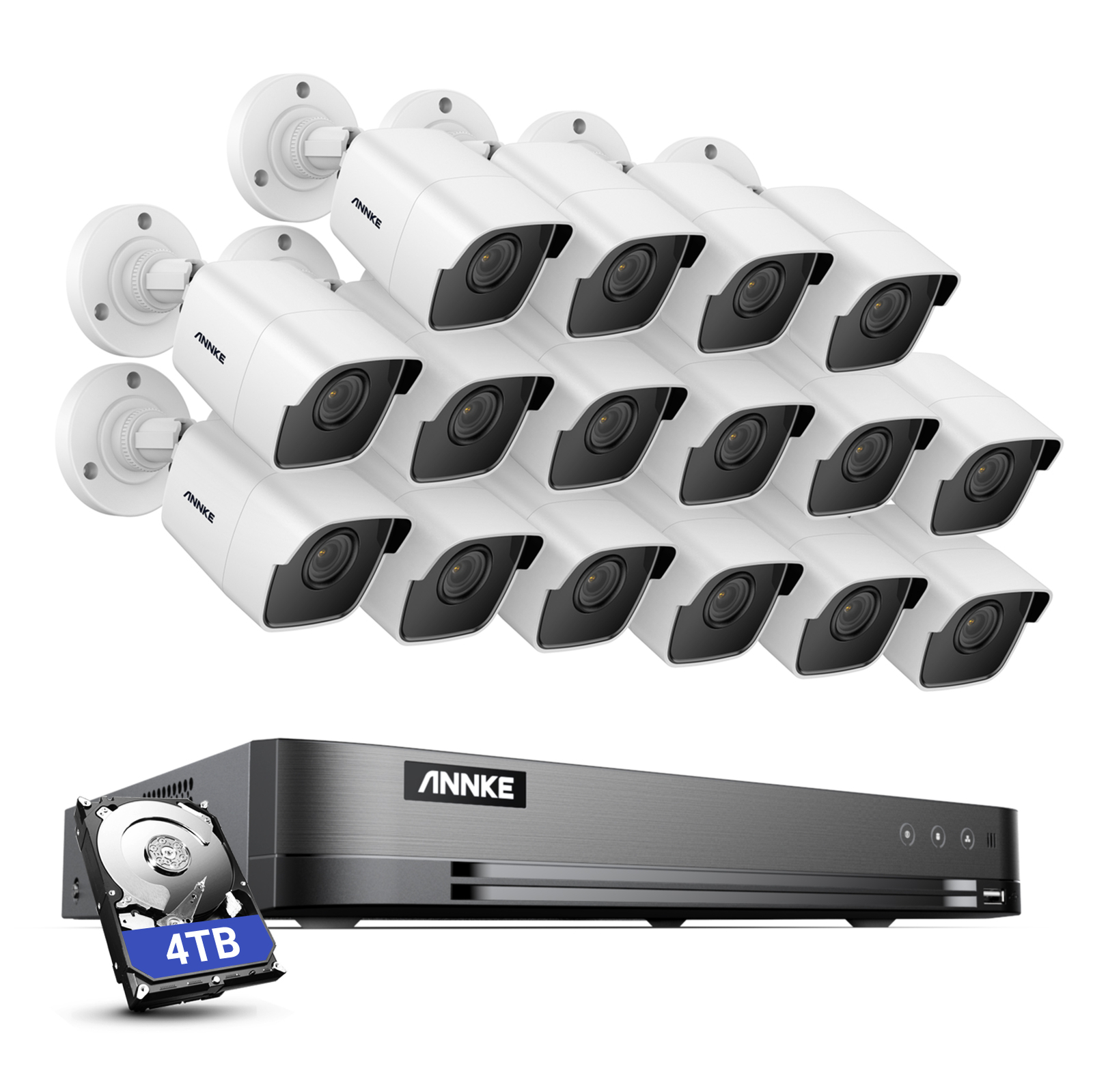 ANNKE 16CH 4K DVR 5MP Security Camera System Outdoor Human Detection H.265+ CCTV