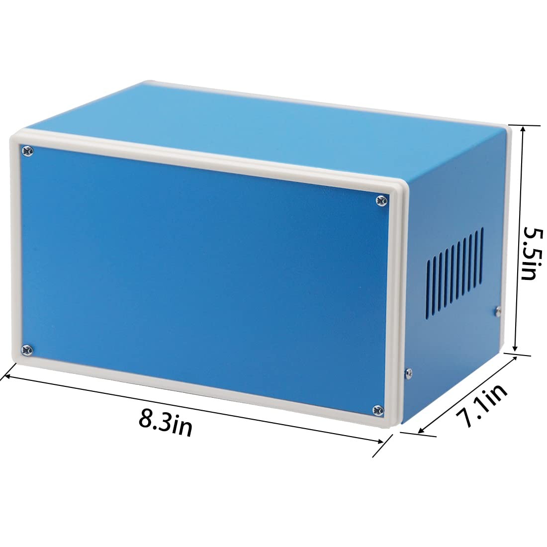 Zulkit Electronic Enclosures Blue Metal 8.3″ x 7.1″ x 5.5″, Blue, White
