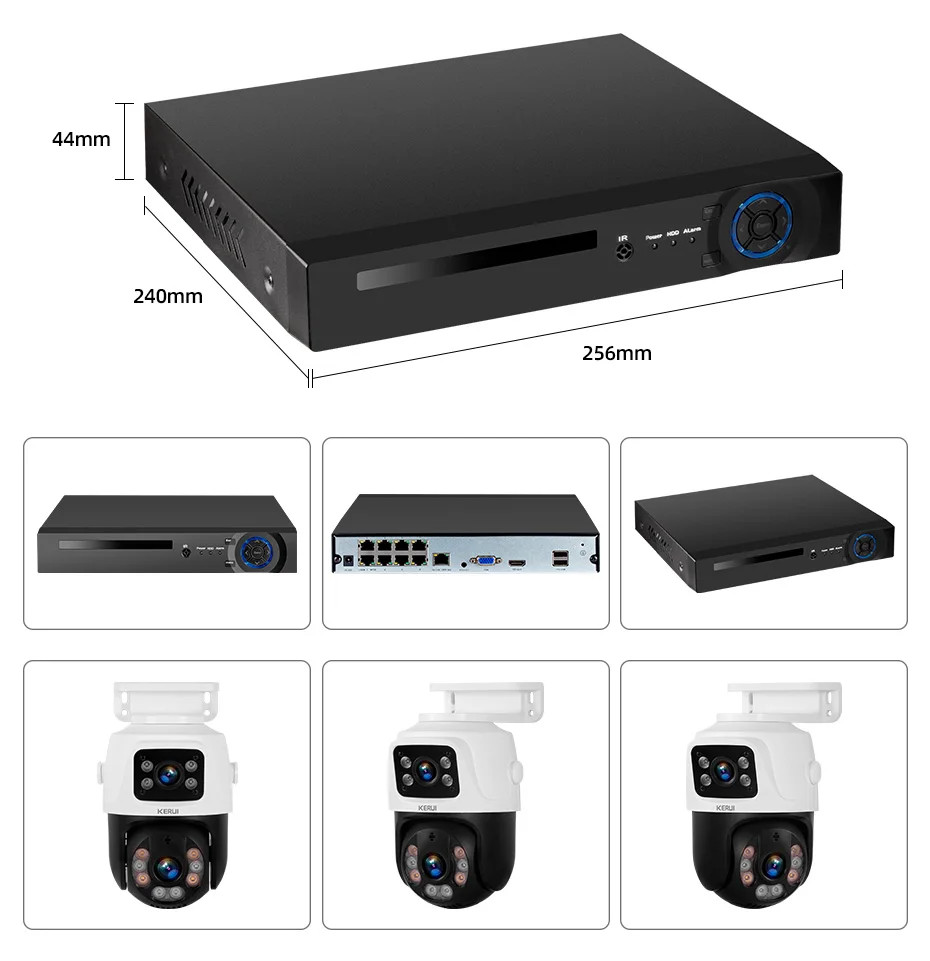 6MP POE Security Camera System w/ 2PCS PTZ Outdoor Home Security Cameras 8CH NVR