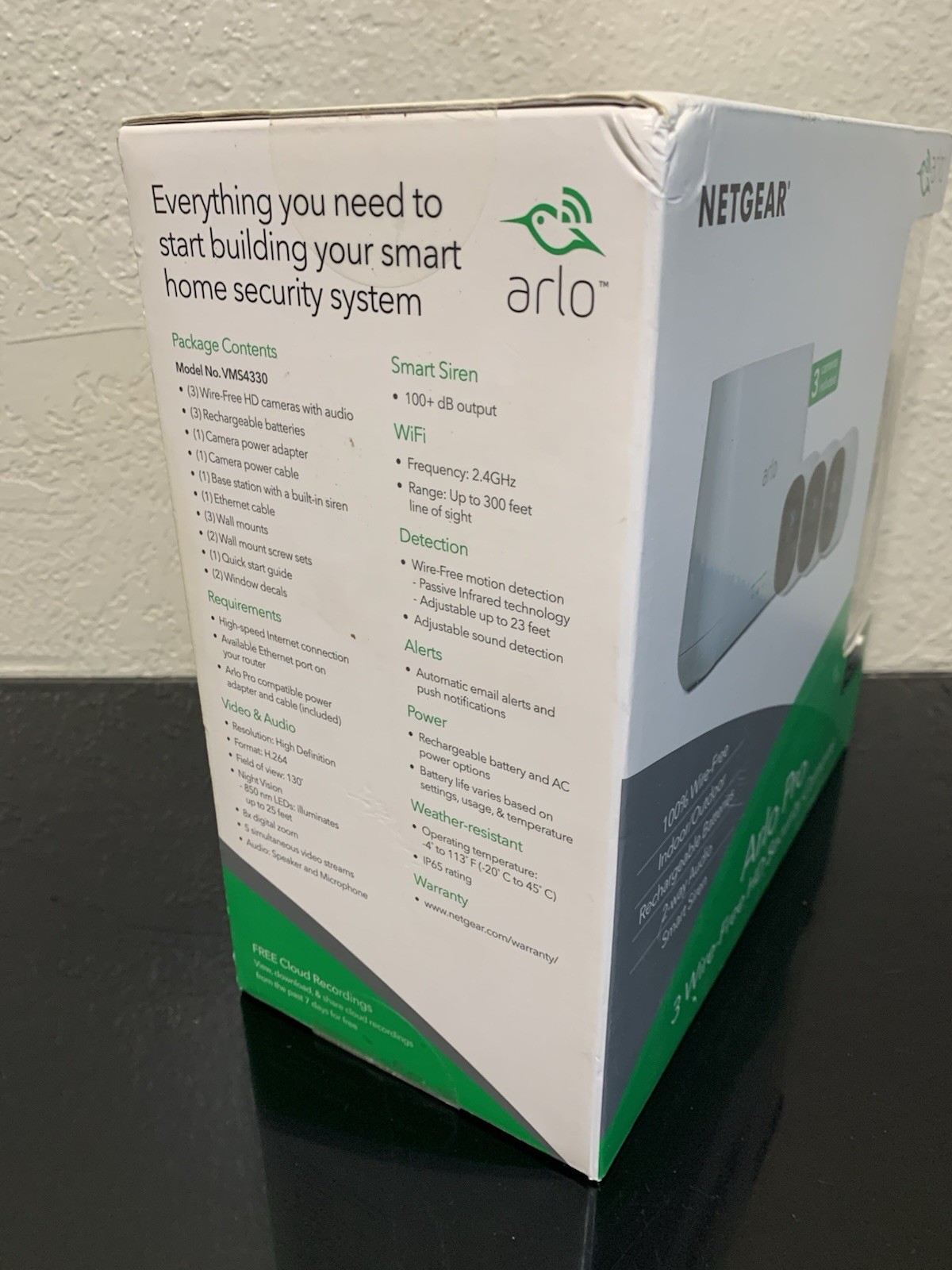 Arlo Pro Netgear VMS4330-100NAS 3 Camera HD Security System Brand New In Box