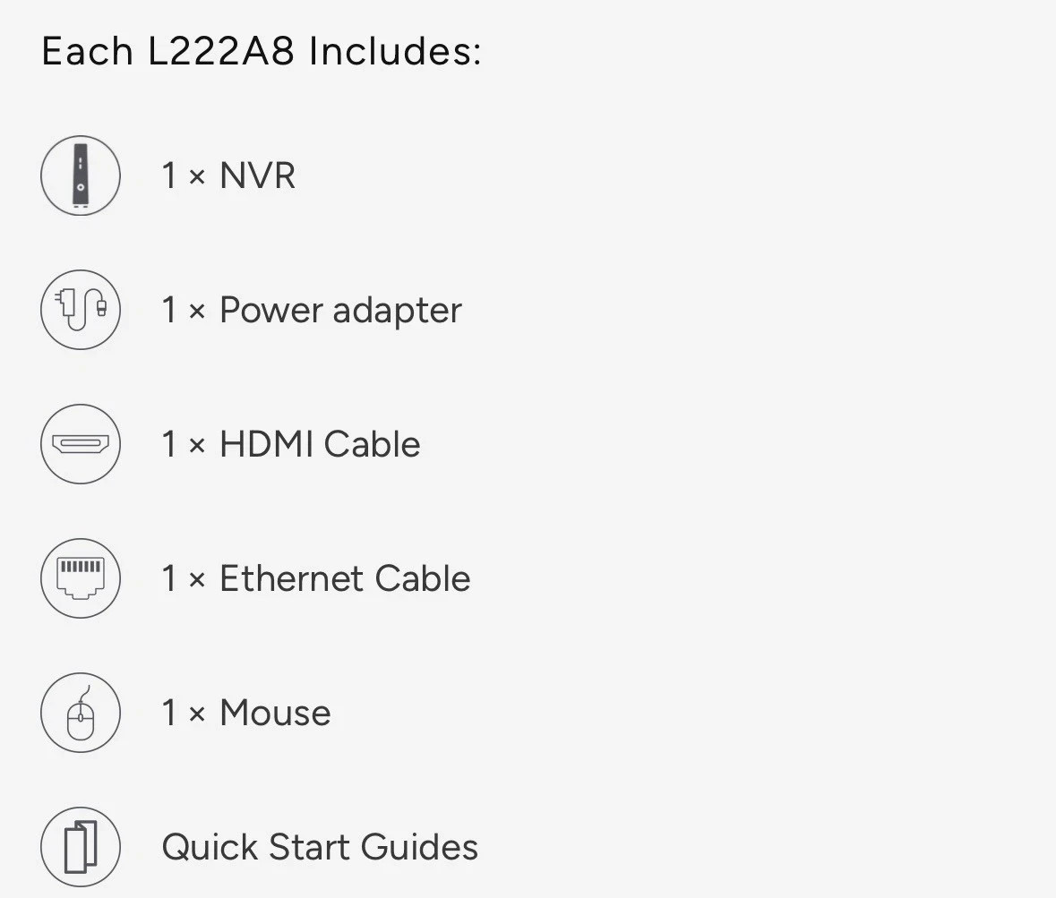 Lorex 1080p FHD NVR, 8 Ch, 32GB, Works with U222AA Wire-Free Cameras (NEW)