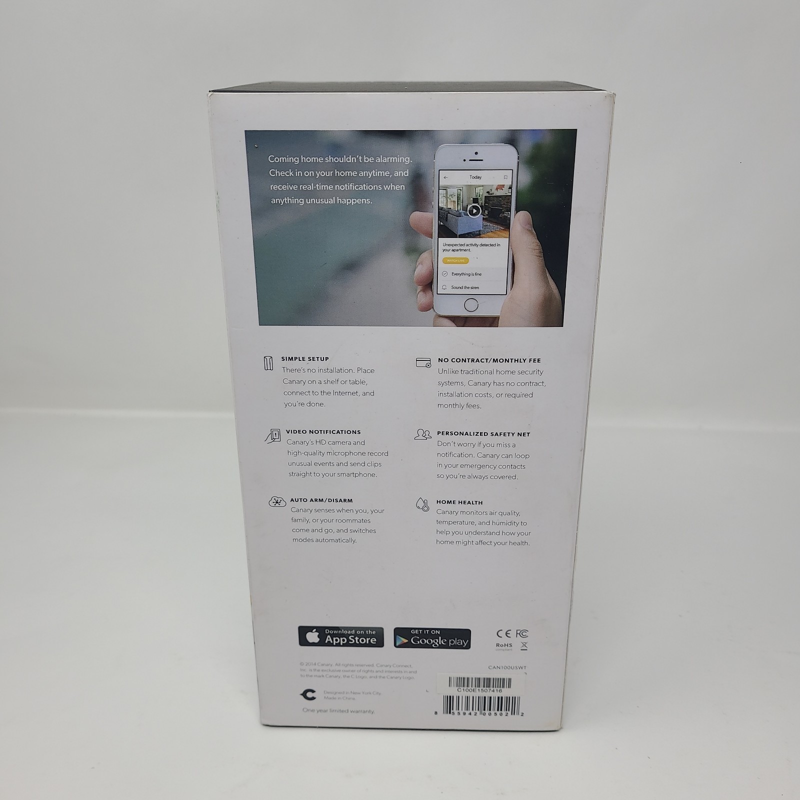 Canary CAN100USWT All-in-One Smart Home Security Camera 1080p HD Siren White